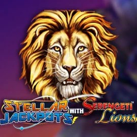 Stellar Jackpots with Serengeti Lions slot logo by Lightning Box Game at 50 Cent Casino