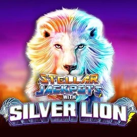 Jackpots logo of Stellar Jackpots with Silver Lion from Lightning Box Game at 50 Cent Casino